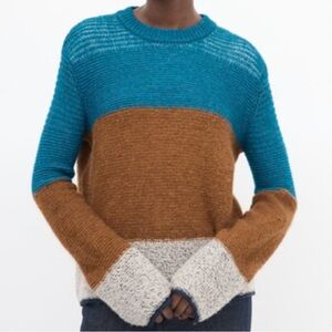 See By Chloé Brown & Blue Wool Color Block Sweater